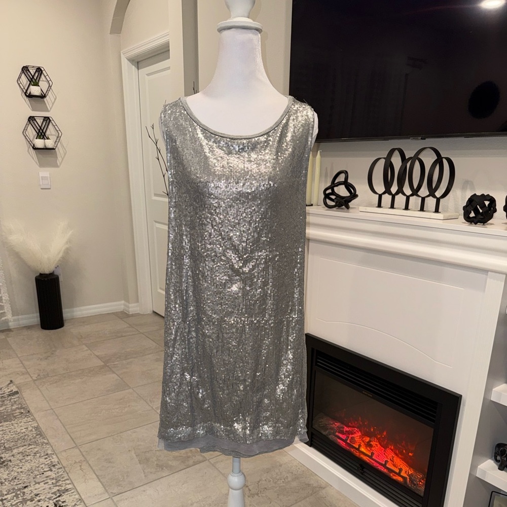 2 x 20$ Michael Stars Silver Sequin Mini Dress Size S